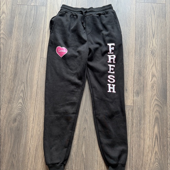 Other - Kids Black Joggers with Pink 'FRESH' Side Lettering
